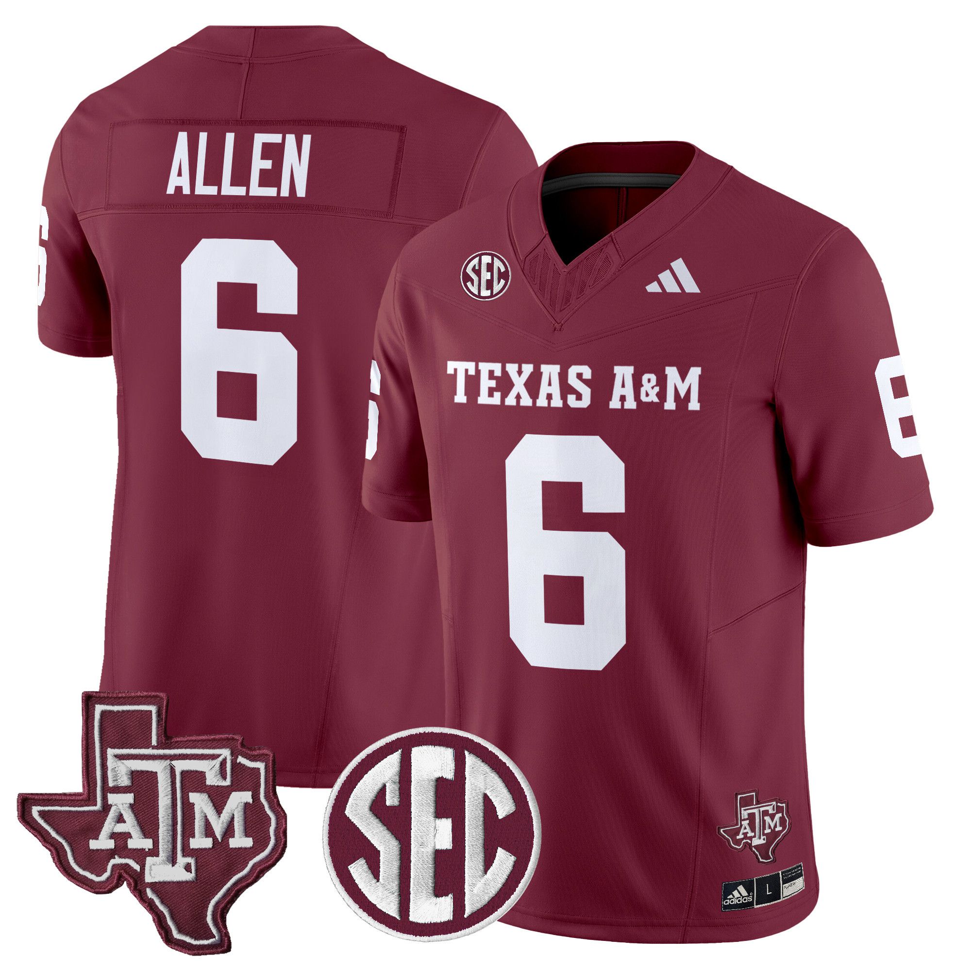 Men Texas A&M Aggies #6 Allen Red 2024 Vapor Limited NCAA Jersey style 1->ncaa teams->NCAA Jersey